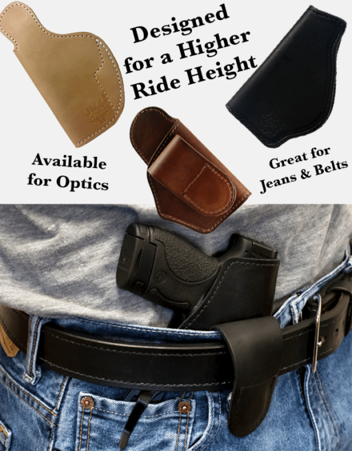 High-Ride Magnetic Gun Holster designed for jeans and available for optics.