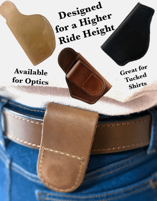 Tuckable High-Ride Magnetic Holster designed for a higher ride height and great for tucked in shirts available for optics